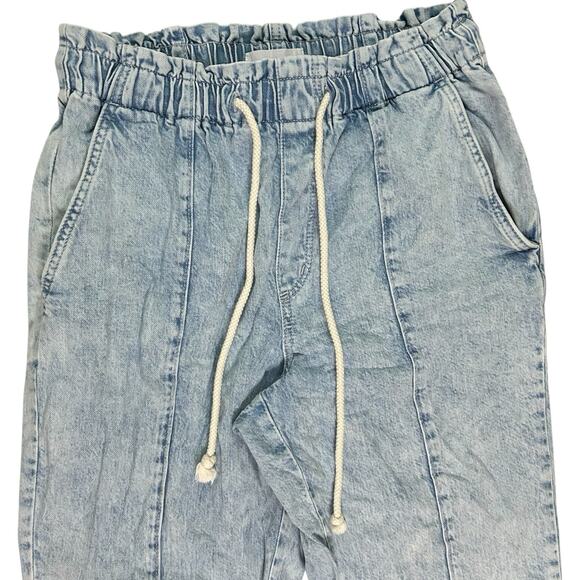 Loft Sz S High Tall Rise Jogger Jeans Light Dusty Indigo 100% Cotton Adjustable - Picture 2 of 12